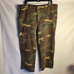 CODET Vintage Camo Green Heavy Thick Wool Hunting Pants - Men's 42 X 33